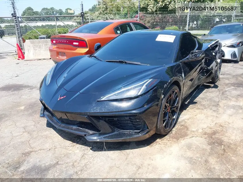 2021 Chevrolet Corvette Stingray Rwd 1Lt VIN: 1G1YA2D41M5105687 Lot: 45595709