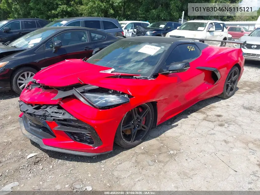 2022 Chevrolet Corvette Stingray Rwd 2Lt VIN: 1G1YB3D46N5115121 Lot: 45525180
