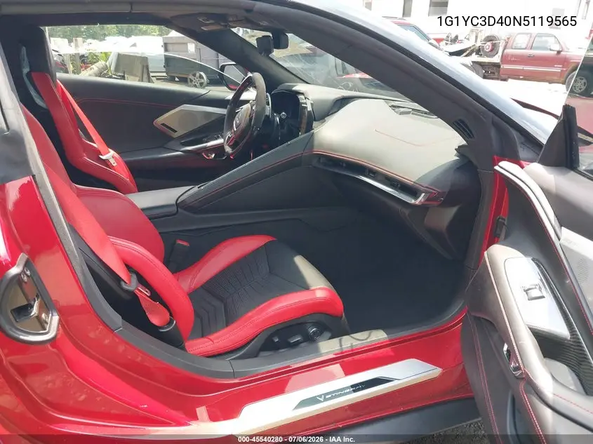 2022 Chevrolet Corvette Stingray Rwd 3Lt VIN: 1G1YC3D40N5119565 Lot: 45540280