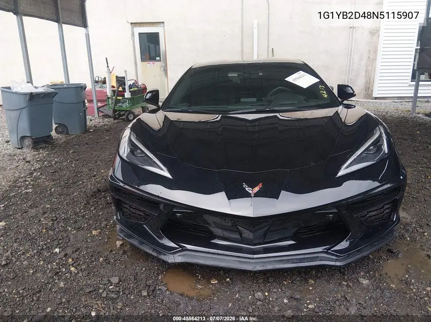 2022 Chevrolet Corvette Stingray Rwd 2Lt VIN: 1G1YB2D48N5115907 Lot: 45564213