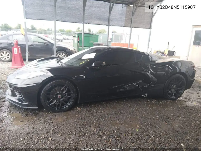 2022 Chevrolet Corvette Stingray Rwd 2Lt VIN: 1G1YB2D48N5115907 Lot: 45564213