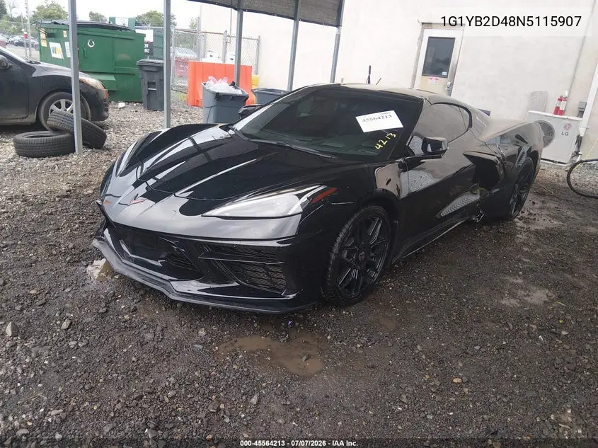 2022 Chevrolet Corvette Stingray Rwd 2Lt VIN: 1G1YB2D48N5115907 Lot: 45564213