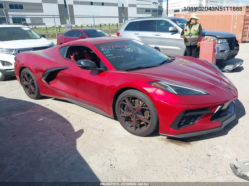 2022 Chevrolet Corvette Stingray Rwd 3Lt VIN: 1G1YC2D43N5111888 Lot: 45571973