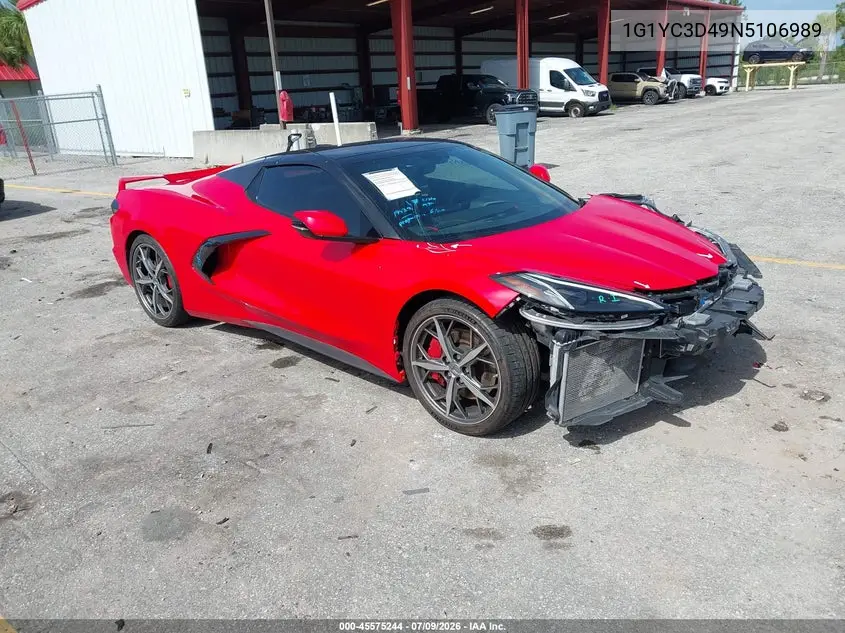 2022 Chevrolet Corvette Stingray Rwd 3Lt VIN: 1G1YC3D49N5106989 Lot: 45575244