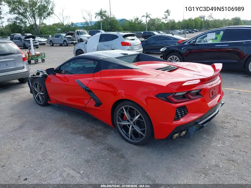 2022 Chevrolet Corvette Stingray Rwd 3Lt VIN: 1G1YC3D49N5106989 Lot: 45575244
