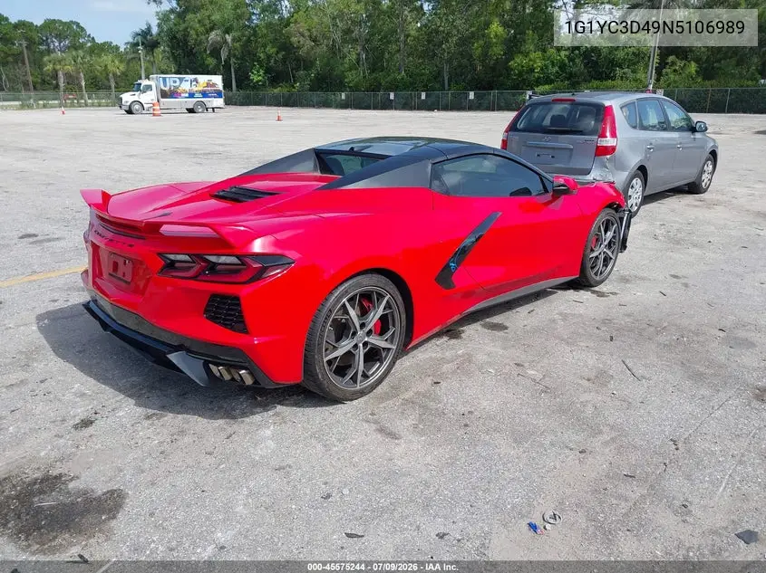 2022 Chevrolet Corvette Stingray Rwd 3Lt VIN: 1G1YC3D49N5106989 Lot: 45575244