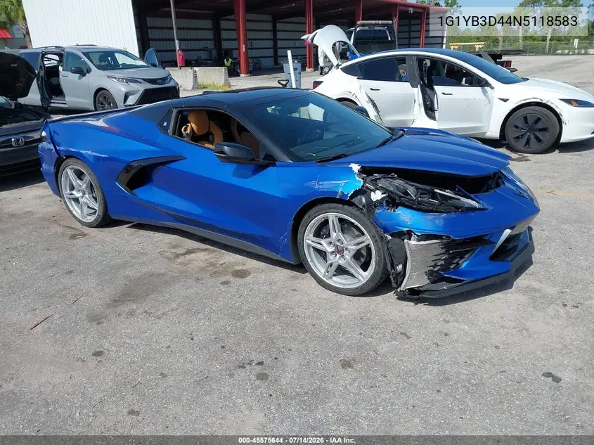 2022 Chevrolet Corvette Stingray Rwd 2Lt VIN: 1G1YB3D44N5118583 Lot: 45575644