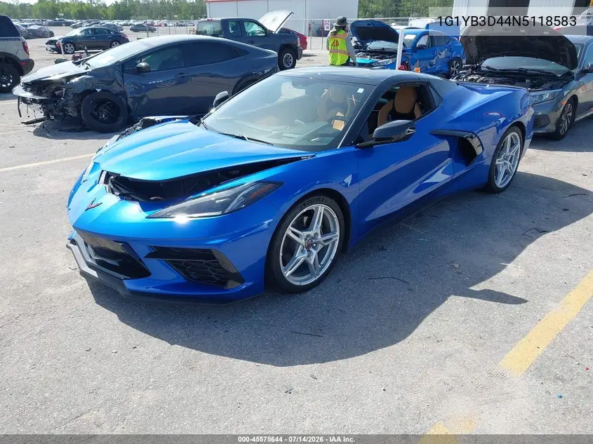 2022 Chevrolet Corvette Stingray Rwd 2Lt VIN: 1G1YB3D44N5118583 Lot: 45575644