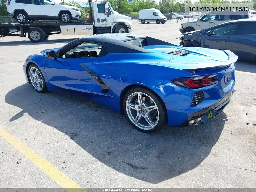 2022 Chevrolet Corvette Stingray Rwd 2Lt VIN: 1G1YB3D44N5118583 Lot: 45575644