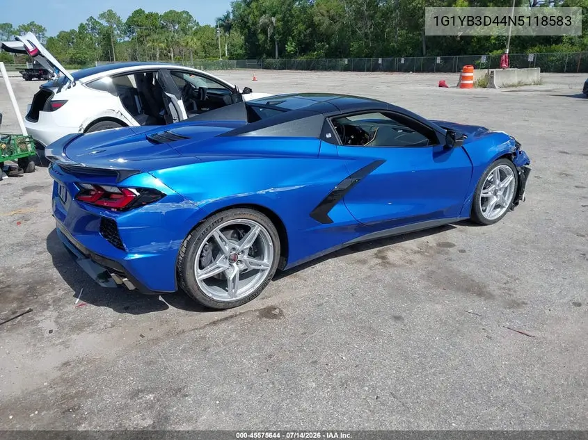 2022 Chevrolet Corvette Stingray Rwd 2Lt VIN: 1G1YB3D44N5118583 Lot: 45575644