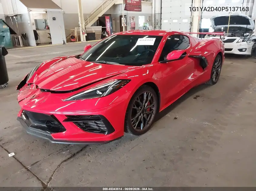 2023 Chevrolet Corvette Stingray Rwd 1Lt VIN: 1G1YA2D40P5137163 Lot: 45343514