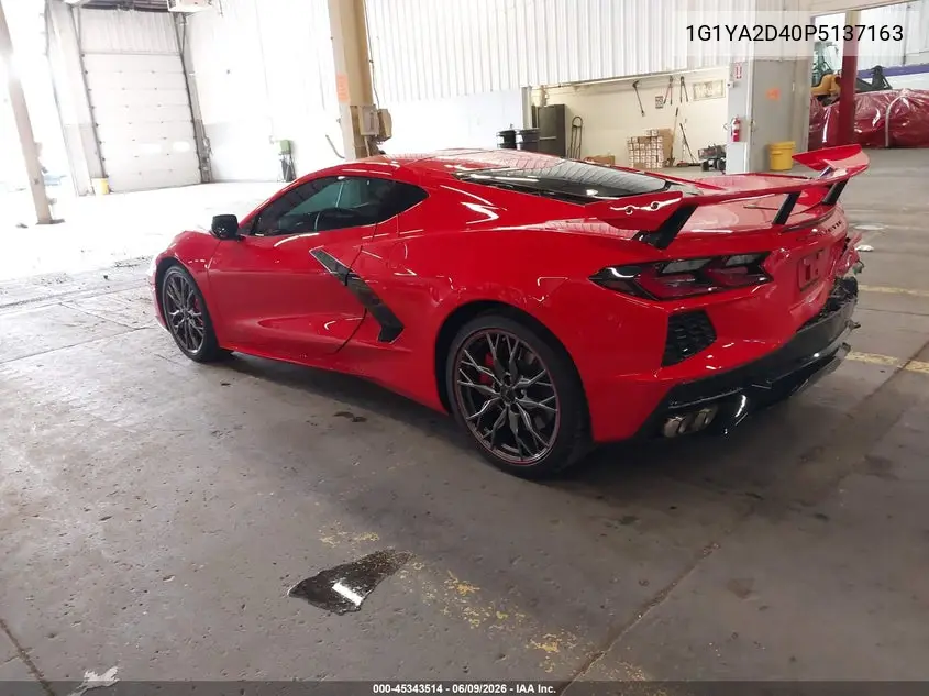2023 Chevrolet Corvette Stingray Rwd 1Lt VIN: 1G1YA2D40P5137163 Lot: 45343514