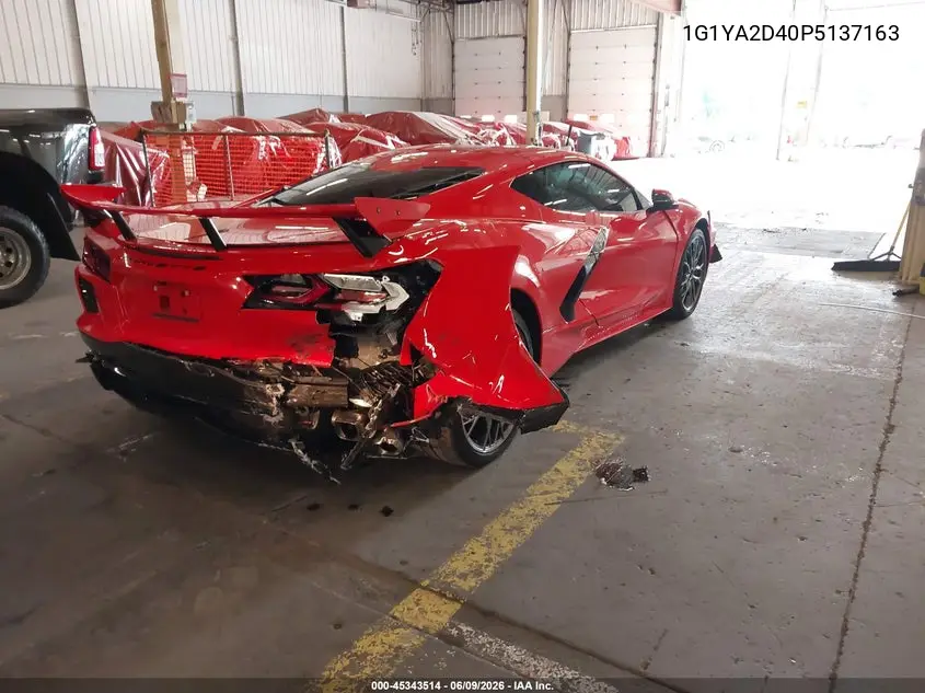 2023 Chevrolet Corvette Stingray Rwd 1Lt VIN: 1G1YA2D40P5137163 Lot: 45343514