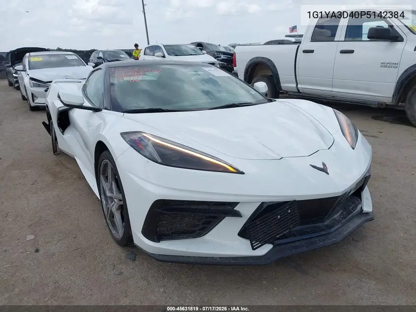 2023 Chevrolet Corvette Stingray Rwd 1Lt VIN: 1G1YA3D40P5142384 Lot: 45631819