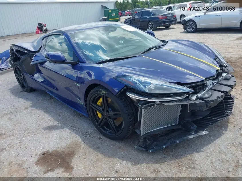 2026 Chevrolet Corvette Stingray , 1Lt, Rwd VIN: 1G1YA2D43T5100053 Lot: 45601209