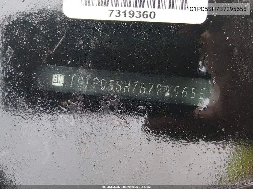 1G1PC5SH7B7295655 2011 Chevrolet Cruze Ls