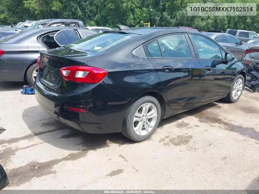 2019 Chevrolet Cruze Ls VIN: 1G1BC5SMXK7152514 Lot: 45503245