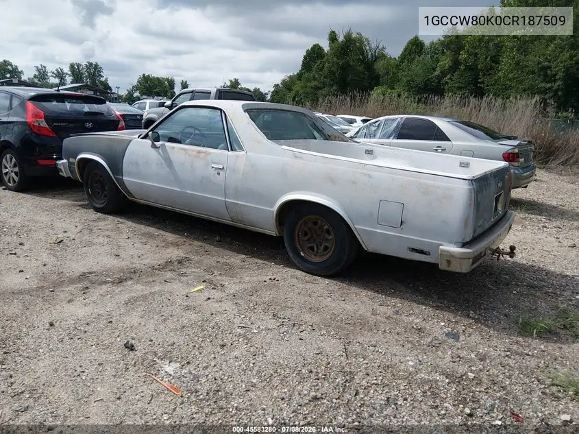 1982 Chevrolet El Camino VIN: 1GCCW80K0CR187509 Lot: 45583280