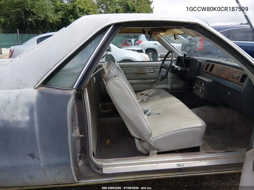 1982 Chevrolet El Camino VIN: 1GCCW80K0CR187509 Lot: 45583280