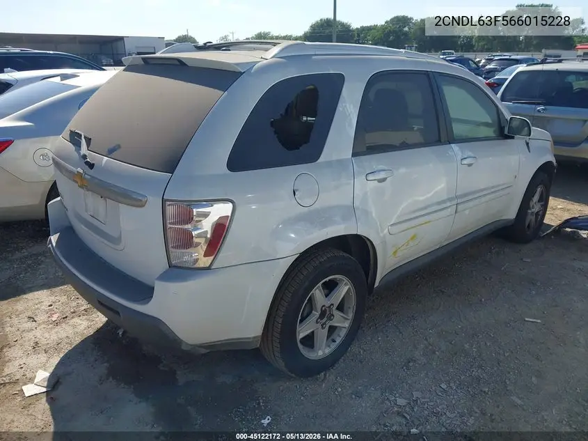 2006 Chevrolet Equinox Lt VIN: 2CNDL63F566015228 Lot: 45122172