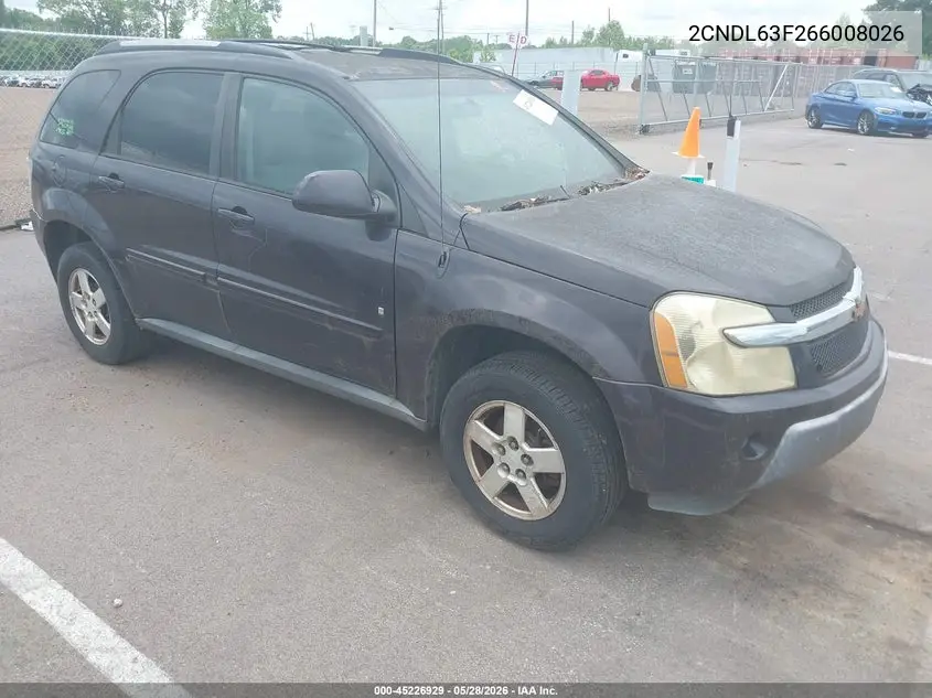 2006 Chevrolet Equinox Lt VIN: 2CNDL63F266008026 Lot: 45226929