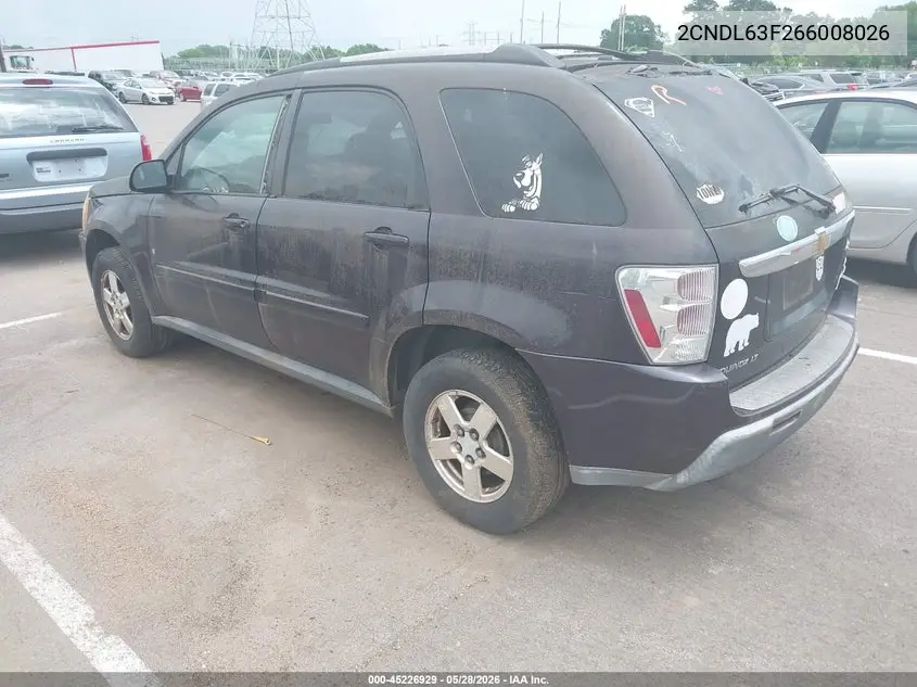 2006 Chevrolet Equinox Lt VIN: 2CNDL63F266008026 Lot: 45226929