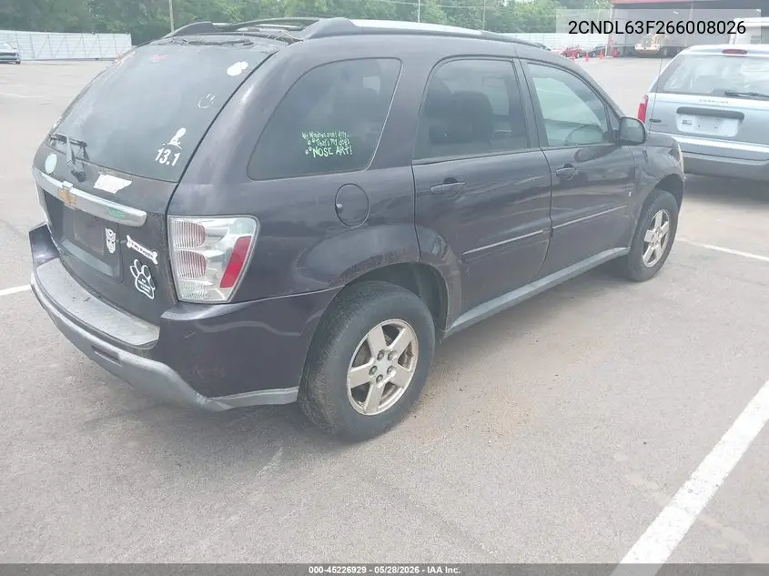 2006 Chevrolet Equinox Lt VIN: 2CNDL63F266008026 Lot: 45226929