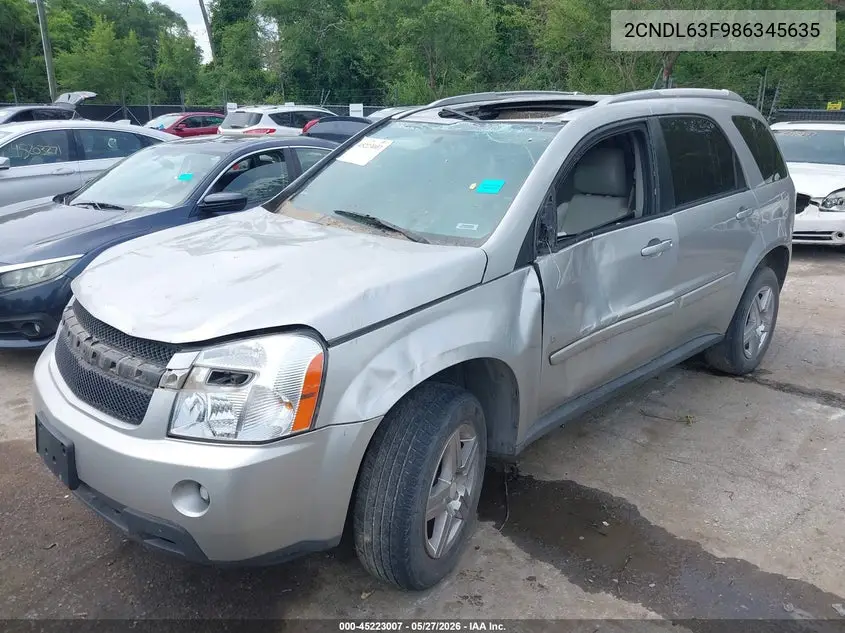 2008 Chevrolet Equinox Lt VIN: 2CNDL63F986345635 Lot: 45223007