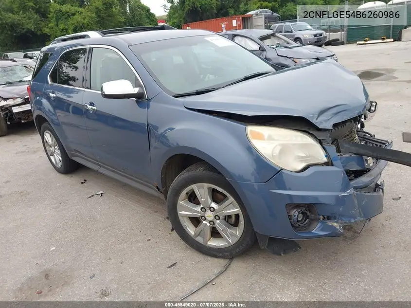 2011 Chevrolet Equinox Ltz VIN: 2CNFLGE54B6260986 Lot: 45549020