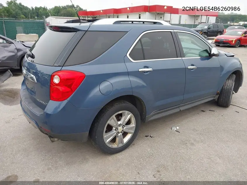 2011 Chevrolet Equinox Ltz VIN: 2CNFLGE54B6260986 Lot: 45549020