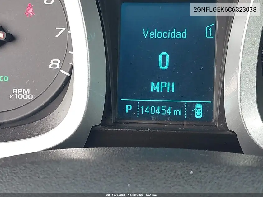 2GNFLGEK6C6323038 2012 Chevrolet Equinox Ltz