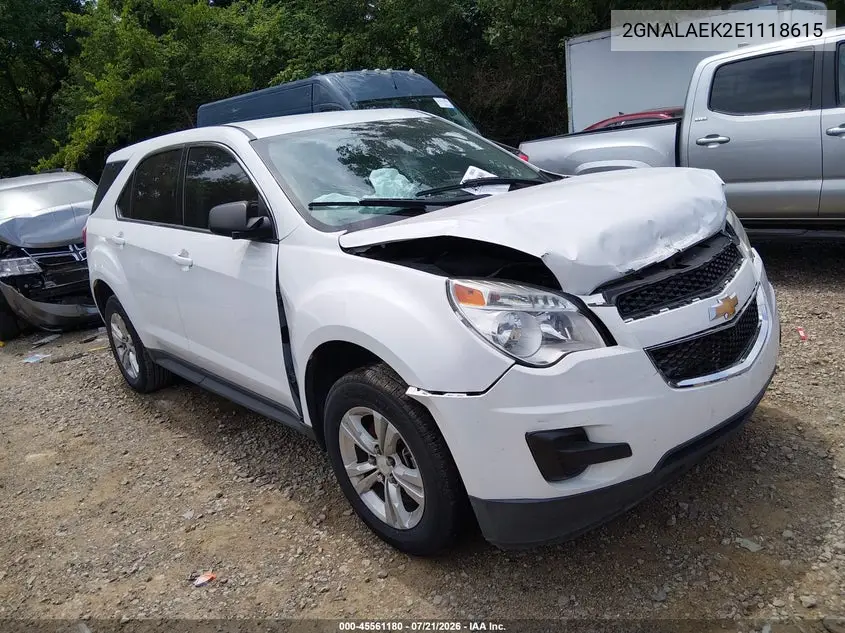 2014 Chevrolet Equinox Ls VIN: 2GNALAEK2E1118615 Lot: 45561180