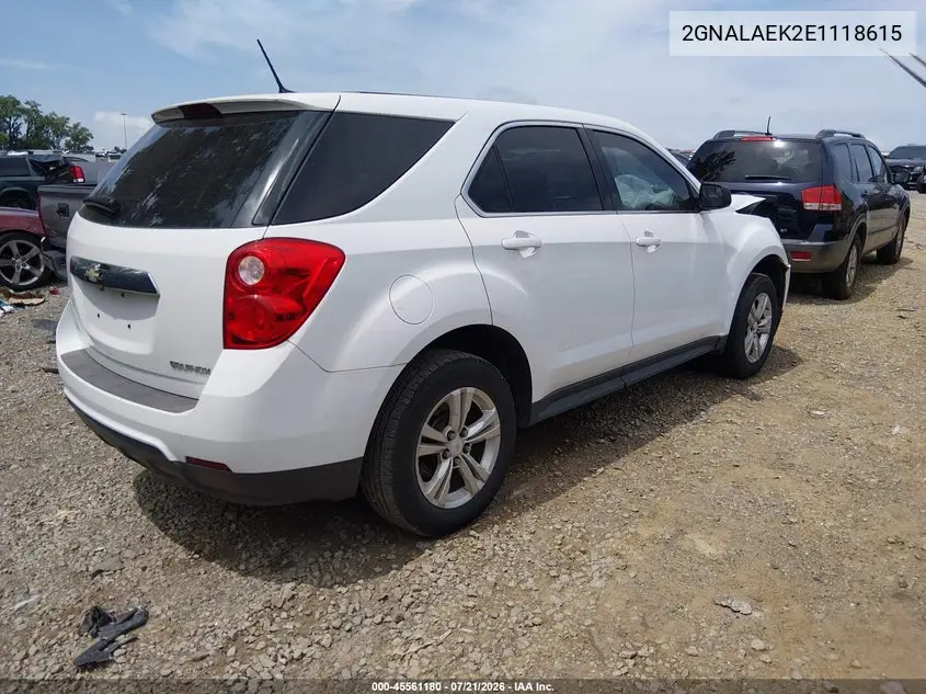 2014 Chevrolet Equinox Ls VIN: 2GNALAEK2E1118615 Lot: 45561180