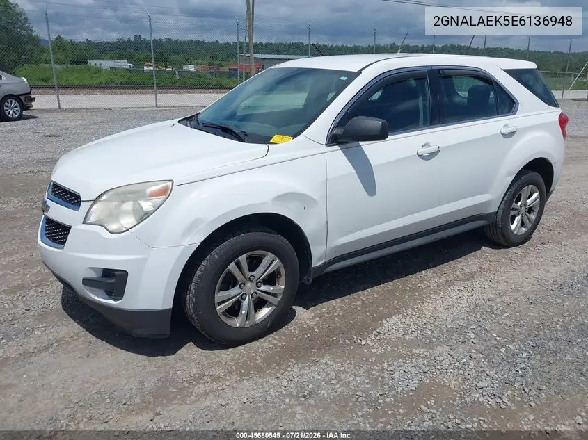 2014 Chevrolet Equinox Ls VIN: 2GNALAEK5E6136948 Lot: 45680545