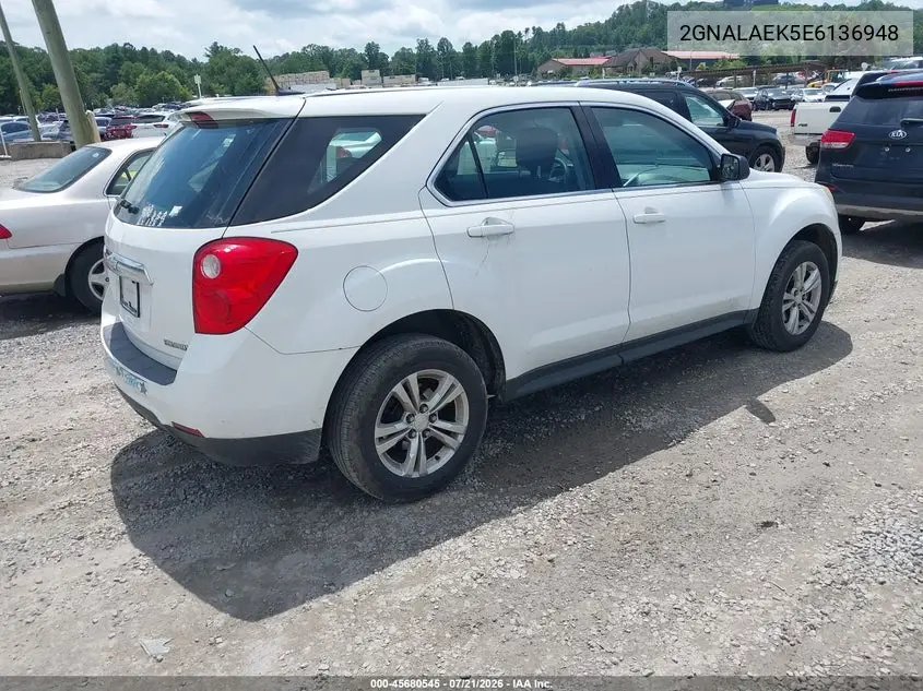 2014 Chevrolet Equinox Ls VIN: 2GNALAEK5E6136948 Lot: 45680545