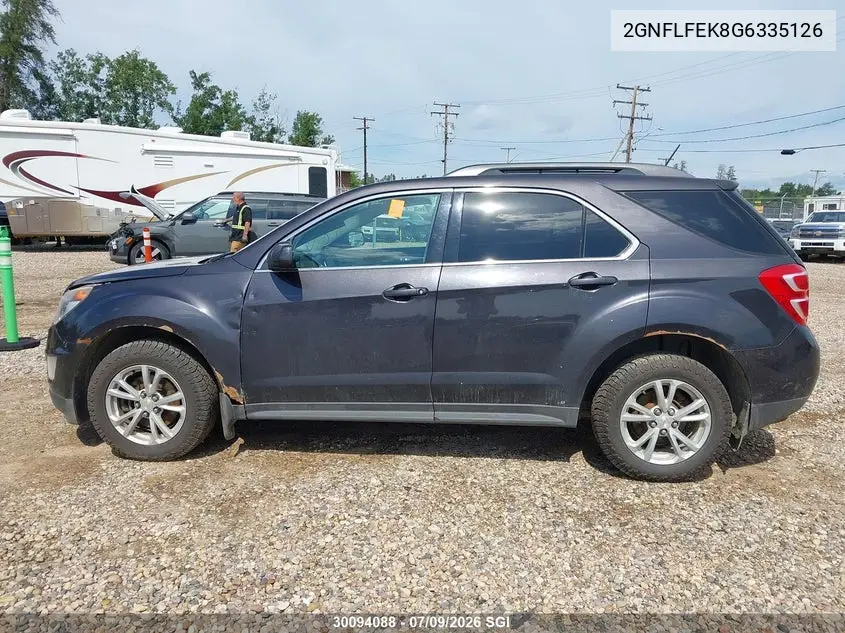 2016 Chevrolet Equinox Lt VIN: 2GNFLFEK8G6335126 Lot: 30094088