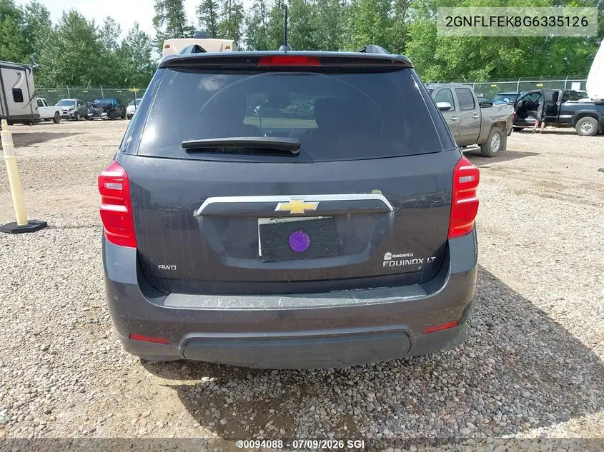 2016 Chevrolet Equinox Lt VIN: 2GNFLFEK8G6335126 Lot: 30094088