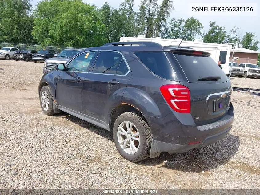 2016 Chevrolet Equinox Lt VIN: 2GNFLFEK8G6335126 Lot: 30094088