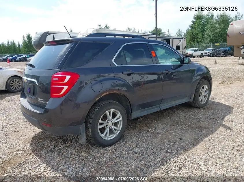 2016 Chevrolet Equinox Lt VIN: 2GNFLFEK8G6335126 Lot: 30094088