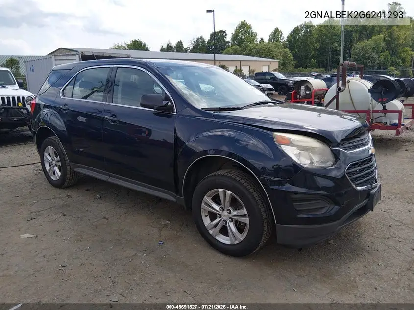 2016 Chevrolet Equinox Ls VIN: 2GNALBEK2G6241293 Lot: 45691527