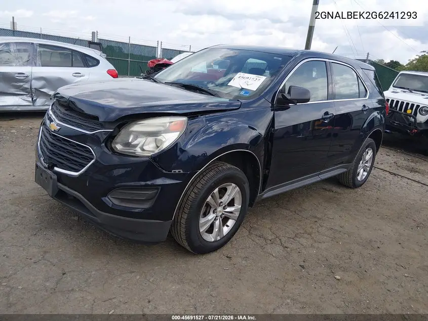 2016 Chevrolet Equinox Ls VIN: 2GNALBEK2G6241293 Lot: 45691527