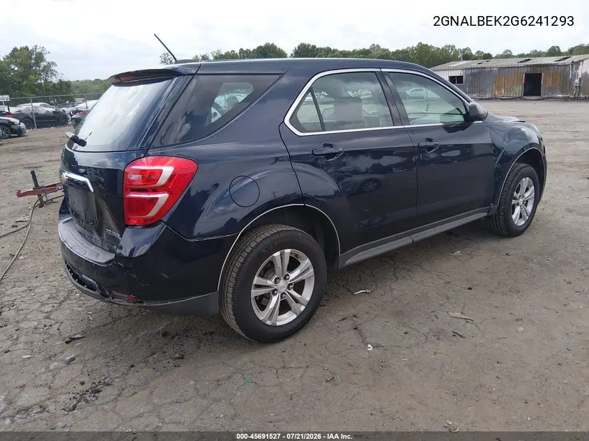 2016 Chevrolet Equinox Ls VIN: 2GNALBEK2G6241293 Lot: 45691527