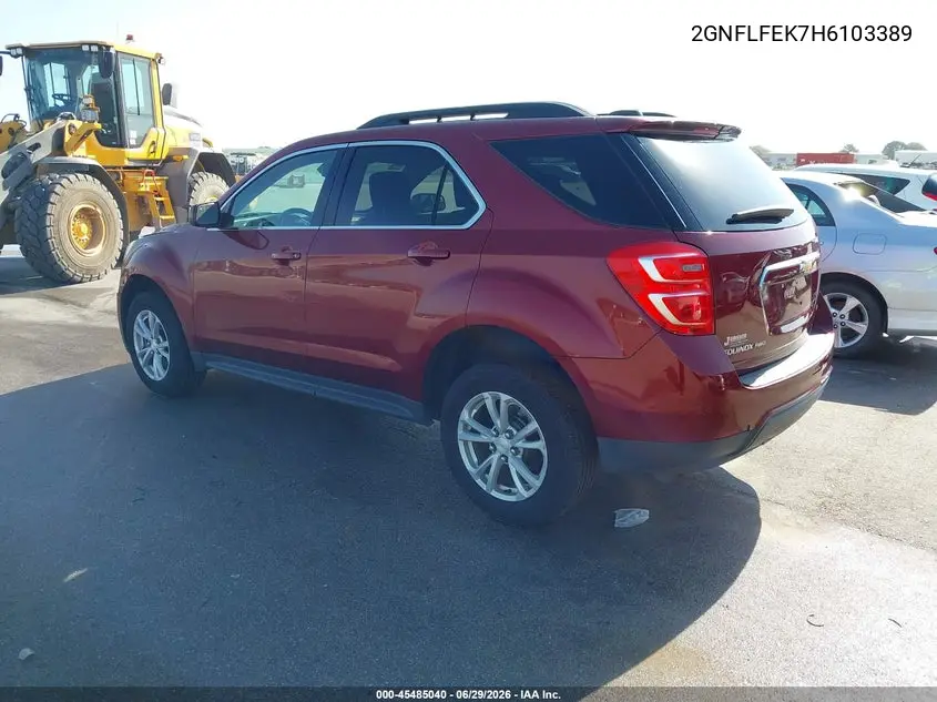 2017 Chevrolet Equinox Lt VIN: 2GNFLFEK7H6103389 Lot: 45485040