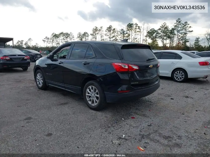 3GNAXHEV0KL343536 2019 Chevrolet Equinox Ls