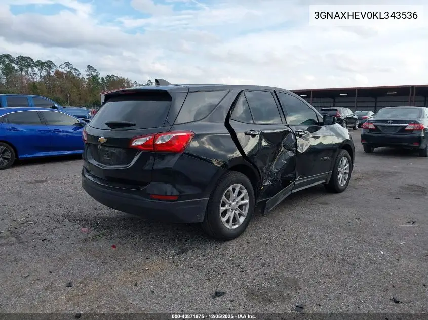 3GNAXHEV0KL343536 2019 Chevrolet Equinox Ls