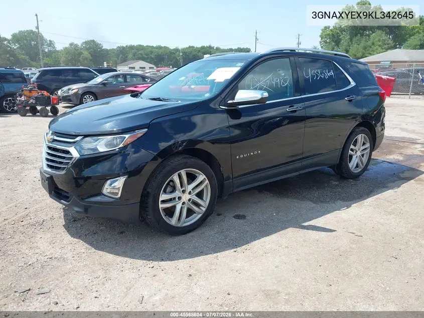2019 Chevrolet Equinox Premier VIN: 3GNAXYEX9KL342645 Lot: 45568604