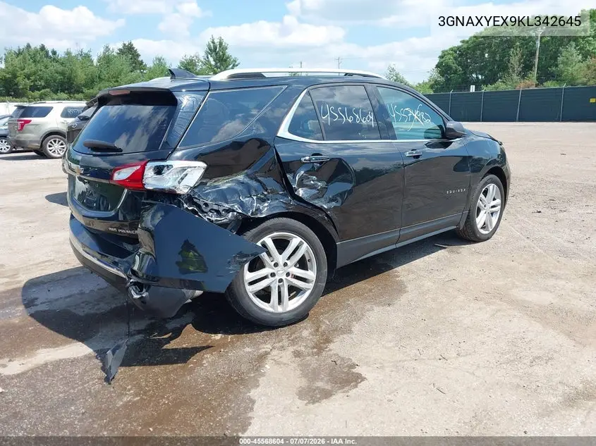 2019 Chevrolet Equinox Premier VIN: 3GNAXYEX9KL342645 Lot: 45568604