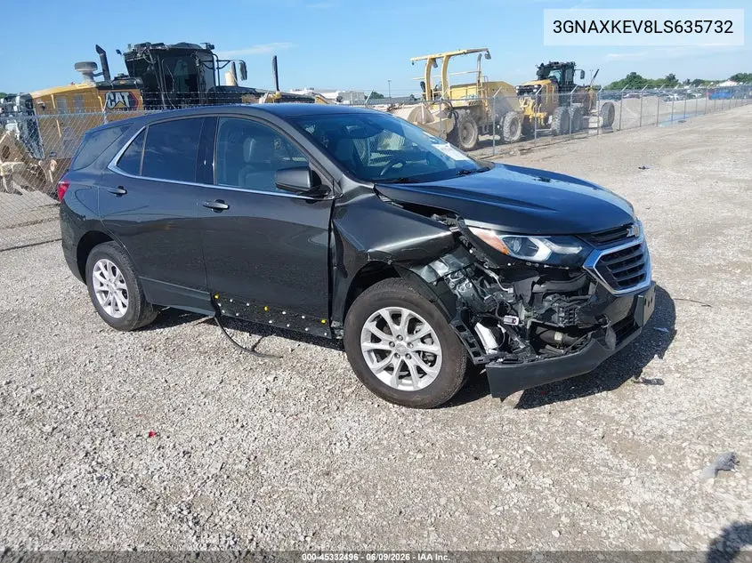 2020 Chevrolet Equinox Fwd Lt 1.5L Turbo VIN: 3GNAXKEV8LS635732 Lot: 45332496