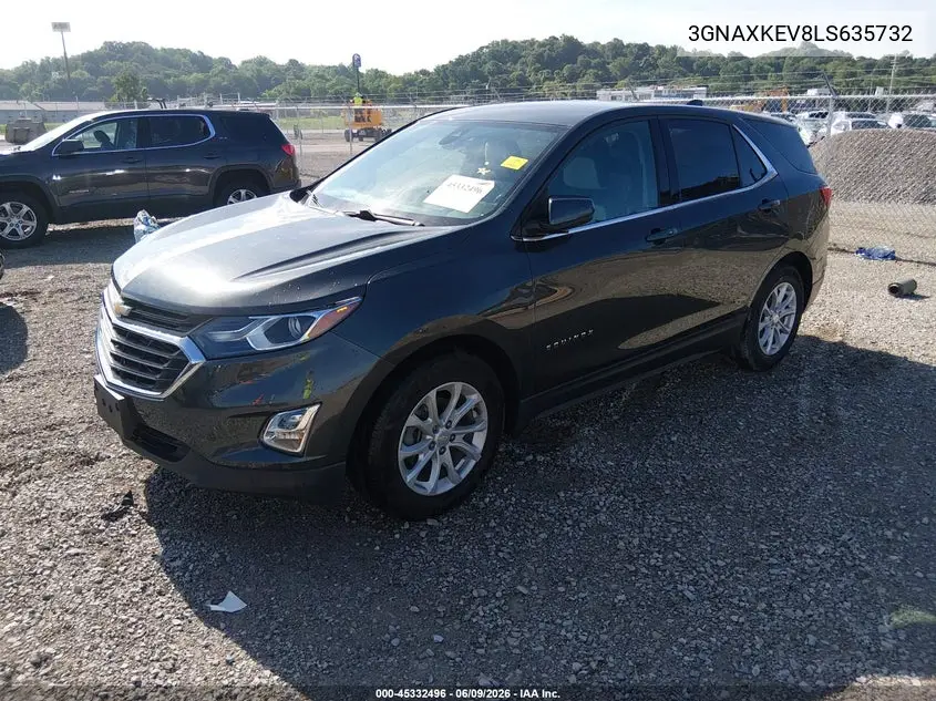 2020 Chevrolet Equinox Fwd Lt 1.5L Turbo VIN: 3GNAXKEV8LS635732 Lot: 45332496
