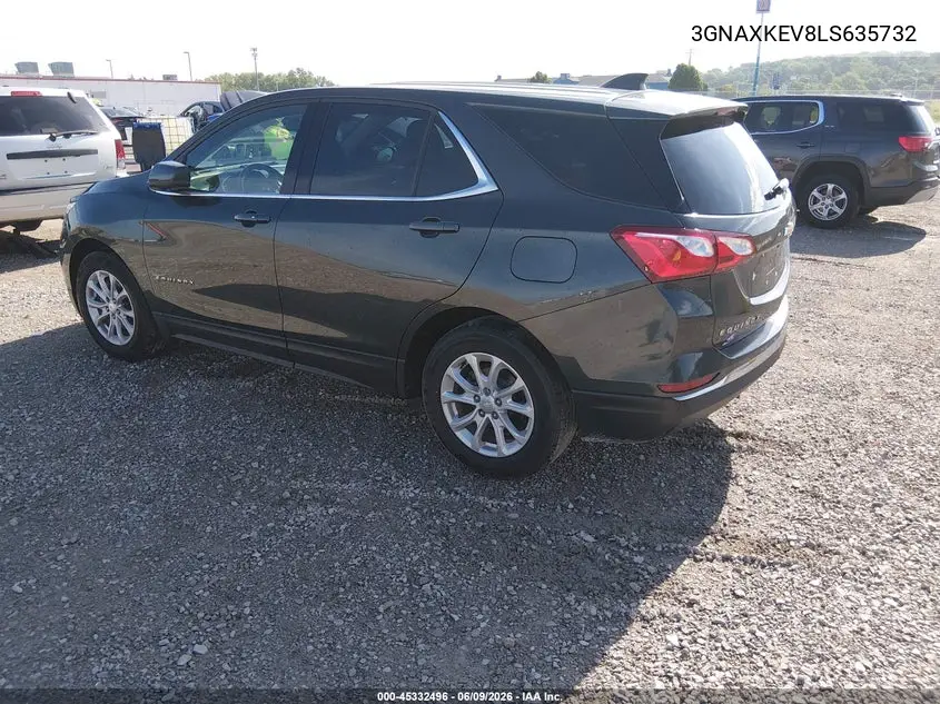 2020 Chevrolet Equinox Fwd Lt 1.5L Turbo VIN: 3GNAXKEV8LS635732 Lot: 45332496